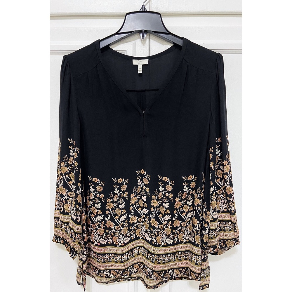 Joie Riva Black Silk Floral Blouse Women’s M